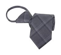 WANYING Homme 7cm 2.75" Cravate Étroite Pré-nouée avec Fermeture Éclair Security Necktie Cravate de Sécurité Style Décontracté Affaires Longueur 48cm - A03 À carreaux tartan Gris Foncé