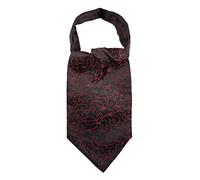 WANYING Homme Cravate Tie Ascot Cravate Écharpe en Polyester Soie Retro Classque pour Travail Fête Cérémonie Mariage - À fleurs À fleurs Noir & Rouge