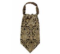 WANYING Homme Cravate Tie Ascot Cravate Écharpe en Polyester Soie Retro Classque pour Travail Fête Cérémonie Mariage - Or & Noir