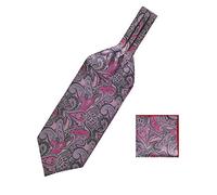 WANYING Homme Retro Cravate Tie et Mouchoir de Poche 2 en 1 Set Ascot Cravate Écharpe Chic pour Gentleman - Paisley Violett & Rose & Noir