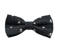 WANYING Hommes Nœud Papillon Pré-nouée Yuppie Mode D’affaire Décontractée - Motif tête de mort Noir & Argenté