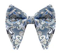 WANYING Noeud papillon Surdimensionné pour Homme 4 1/4" Grand Nœud Papillon Jumbo Déjà Attaché avec Fermeture à Crochet - Jacquard Paisley Bleu