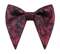WANYING Noeud papillon Surdimensionné pour Homme 4 1/4" Grand Nœud Papillon Jumbo Déjà Attaché avec Fermeture à Crochet - Jacquard Noir Bordeaux