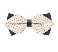 WANYING Nœuds Papillon à Pointe de Diamant pour Hommes avec Fermeture à Crochet Déjà Noués et Réglables 12×4,5cm - Or Clair avec Pois Marron