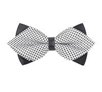 WANYING Nœuds Papillon à Pointe de Diamant pour Hommes avec Fermeture à Crochet Déjà Noués et Réglables 12×4,5cm - Triangle Pattern Noir Blanc