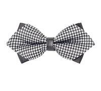 WANYING Nœuds Papillon à Pointe de Diamant pour Hommes avec Fermeture à Crochet Déjà Noués et Réglables 12×4,5cm - Houndstooth Noir Blanc