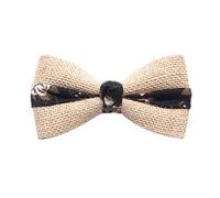 WANYING Tissu de Jute pour Homme Noeud Papillon Classique Avec Fermeture à Crochet Réglable 13x6 cm - Marron Foncé Blanc Rose Clair