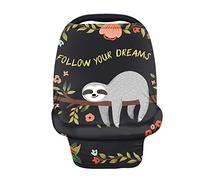 Wanyint Adorable paresseux floral (Suivez votre rêve) Couverture d'allaitement pour bébé Multifonctionnelle Auvent de siège de voiture Doux et respirant Couverture extensible à 360° Pour