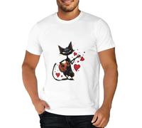 Wanyint Chemise imprimée personnalisée pour hommes femmes, t-shirt en coton design, taille XS-5XL, photo/texte/logo imprimé à manches courtes, Chat musical, XXXXXL