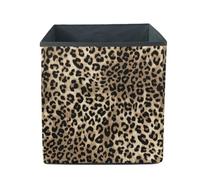 Wanyint Cube de rangement imprimé léopard 33 x 33 cm, bacs de rangement pour la maison ouverte, grande capacité, bacs de rangement pliables en tissu pour vêtements, jouets