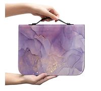 Wanyint Housse de bible en cuir imprimé marbre violet pour femme - Couverture de livre en cuir pour femme - Sac fourre-tout pour la bible - Étui de protection pour livre d'extérieur