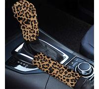 Wanyint Housse de levier de vitesse en néoprène imprimé léopard pour frein à main - Accessoires de décoration d'intérieur de voiture