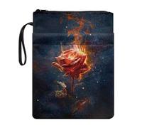 Wanyint Housse de livre en tissu lavable avec fermeture éclair pour lecteur multifonction 29 x 22 cm, rose flamme, bleu foncé
