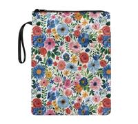 Wanyint Housse de livre lavable pour les amateurs de livres avec fermeture éclair, 29 x 22 cm, pour adolescentes, femmes, marguerites roses