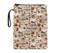 Wanyint Housse de protection de livre avec fermeture éclair - Pochette portable avec poche avant - 29 x 22 cm - Pour femmes et filles - Café et chocolat