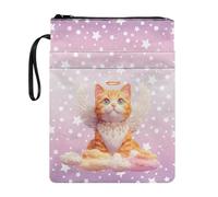 Wanyint Housse de protection de livre orange en tissu lavable avec fermeture éclair 29 x 22 cm pour femmes et filles