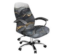 Wanyint Housse de protection en marbre noir et doré pour chaise rotative - Housse de protection douce et extensible pour chaise d'ordinateur de bureau avec base élastique, taille L