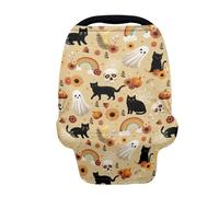 Wanyint Housse de siège auto pour bébés, garçons et filles, auvent de siège auto pour bébé, poussette d'allaitement, chaise haute, housse de chariot de courses, décoration d'Halloween, chat noir