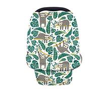 Wanyint Housse de siège de voiture extensible pour bébés, motif feuilles tropicales, couverture d'allaitement ultra douce, auvent pour siège auto pour bébé fille et garçon, légère et aérienne