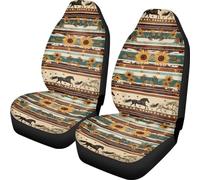 Wanyint Housse de siège de voiture rétro motif cheval et tournesol à rayures pour sièges avant, accessoire de voiture décoratif universel pour la plupart des voitures, berlines, SUV, camions