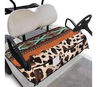 Wanyint Housse de siège de voiturette de golf avec 4 poches en tissu tricoté éponge pour sièges de 2 personnes, voiture club, pour l'été ou l'hiver, imprimé vache aztèque Navajo