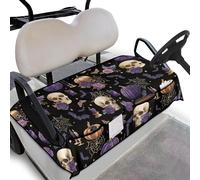 Wanyint Housse de siège de voiturette de golf avec poches - Portable et légère - Facile à installer - Convient pour 2 personnes - 133 x 82 cm - Tête de mort d'Halloween - Citrouille - Rose