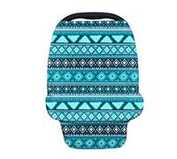 Wanyint Housses de siège auto pour bébés, motif tribal ethnique, aztèque, géométrique, bleu sarcelle, couverture d'allaitement, écharpe d'allaitement, housse de poussette pour nourrisson