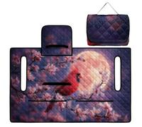 Wanyint Housses de siège avec 4 poches, design pliable pour un transport facile - Housse de siège matelassée facile à installer pour voitures EZGO Club Cars - Rouge cardinal lune floral