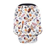 Wanyint Housses de siège de voiture extensibles pour bébé - Motif plumes exotiques - Pour bébés garçons et filles - Multi-usage - Pour allaitement, allaitement, allaitement