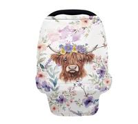Wanyint Housses de siège de voiture violettes à motif vache Highland pour bébé, couverture de chariot de courses, écharpe légère, housse de poussette pour femmes, couvertures d'allaitement maternelle