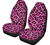 Wanyint Lot de 2 housses de siège de voiture universelles pour femme Motif léopard Rose