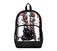 Wanyint Sac à dos transparent de 43,2 cm en PVC transparent pour l'école, le voyage, le travail, les loisirs, Galaxy Planet Chat noir, One Size, Décontracté