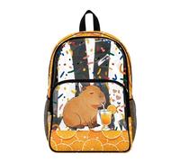 Wanyint Sac à dos transparent pour garçons et filles, 43,2 cm, sac à dos de voyage en polyester PVC, sac à dos de voyage, sac à dos pour l'école, Jus d'orange Capybara, One Size, Décontracté