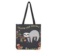 Wanyint Sac fourre-tout en toile pour femmes et filles, sac à bandoulière pour la plage, le travail, l'école, la plage, les voyages, les courses, les courses, Paresseux, Large