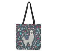 Wanyint Sac fourre-tout en toile pour femmes et filles, sac à bandoulière pour la plage, le travail, l'école, la plage, les voyages, les courses, les courses, lama, Large