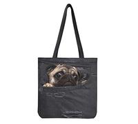 Wanyint Sac fourre-tout en toile pour femmes et filles, sac à bandoulière pour la plage, le travail, l'école, la plage, les voyages, les courses, les courses, Carlin, Large