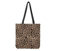 Wanyint Sac fourre-tout en toile pour femmes et filles, sac à bandoulière, sac à main de plage, travail, école, plage, voyage, shopping, sacs en tissu, Léopard en marron, Large