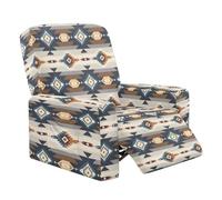 Wanyint Western Aztec Lot de 4 housses de canapé inclinables universelles extensibles en polyester élasthanne pour enfants, animaux domestiques, marron et bleu