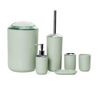 Wanym Accessoires Salle de Bain 6 Pieces, avec Poubelle, Distributeur de Savon, Porte-Savon, Porte-Brosse à Dents, gobelet à Brosse à Dents, Porte-Brosse de Toilette, Distributeur,Vert