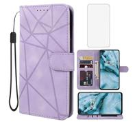 Wanyuexes Étui portefeuille pour OnePlus Nord 5G AC2001 AC2003 avec protection d'écran en verre trempé, cuir PU à rabat avec porte-cartes de crédit, support de téléphone pour OnePlus Nord 5G, violet