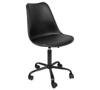 WANZHE Chaise de Bureau Scandinave, Chaise de Bureau Design Siège Rembourré à 5 roulettes Fauteuil Rotatif à 360° et Réglable en Hauteur (1, Noir)