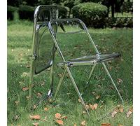 WANZHE Chaise Pliante, Transparent Chaise Pliante pour Banquet Conférence Fête, Fort Obuste Cadre Métal Acrylique,46 * 46 * 75cm (1, Blanc)