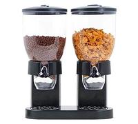 WANZHE Distributeurs de Céréales - Cornflakes Dispenser -Avec 2 contenants- Petit-déjeuner - Outils de cuisine - 35x34,5x20 cm (Noir)