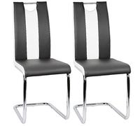 WANZHE Lot de 2 Chaise de Salle à Manger Chaises de Maison en Forme d'arc à Dossier Unique pour Cuisine/Salle à Manger/Jardin, Capacité 135kg Hauteur de Siège Rembourré 48,5cm (Noir + Blanc, 2)