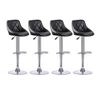 WANZHE Tabourets de Bar avec Assise en Cuir rembourrée, Tabouret de Ba réglable et Rotatif,Tabouret de comptoir Chaise de Bar (4, Black)