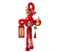 Wanziknot Décoration traditionnelle à suspendre pour le Nouvel An chinois en daim Motif de bon augure brodé Rouge pour porte, mur, armoire, prospérité, décoration d'intérieur (D)
