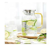 WAOCEO Carafe Eau Pichet en Verre avec Couvercle Pichet de Thé Glacé 1500ML (Clear)