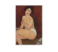WAONZZAI Amedeo Modigliani Poster célèbre Nu Assis Sur Un Divan (La Belle Romaine) Impression sur toile Décoration murale Peinture sans cadre 60 x 90 cm