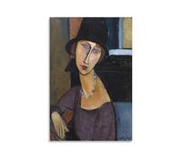 WAONZZAI Amedeo Modigliani Poster de Jeanne Hébuterne (avec chapeau et collier) Impression sur toile Décoration murale Décoration d'intérieur Peinture sans cadre 30 x 45 cm