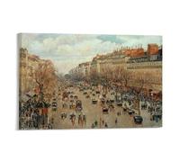 WAONZZAI Poster célèbre Boulevard Montmartre - Après-midi, soleil, 1897 Camille Jacob Pissarro Impression sur toile - Décoration murale - Cadre - 40 x 60 cm